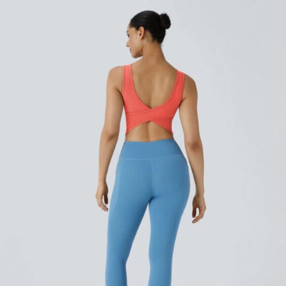 NWT Halara U Neck Backless Crossover Barre Ballet Tank Top - Size L - Picture 5 of 8